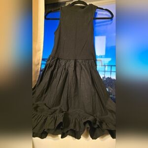Black Sleeveless Ruffled Hem Dress